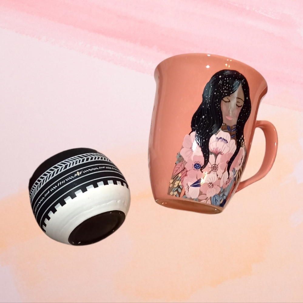 Mug Fairy Boho Peach Black Beauty Woman & Mini Boho Pot